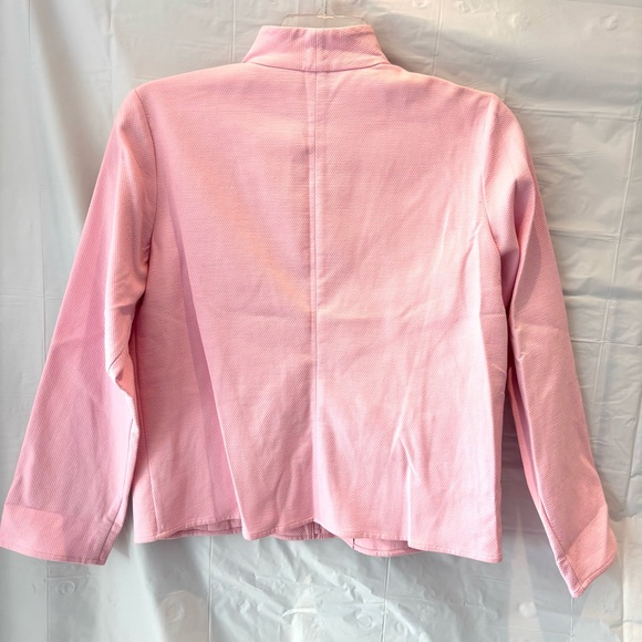 NWOT Eileen Fisher Pink 98% Cotton Pique Lapel Collar Jacket SZ L P  Full Zip - Picture 2 of 9
